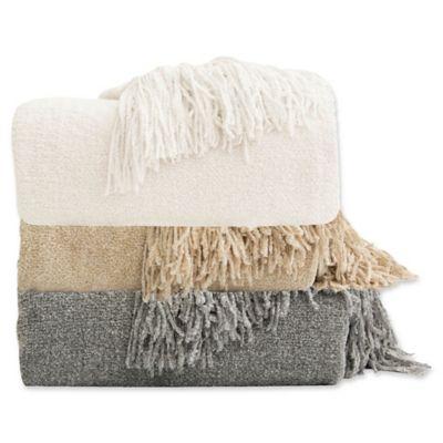 Chenille Luxury Heavyweight Hanging Throw Blanket in Grey