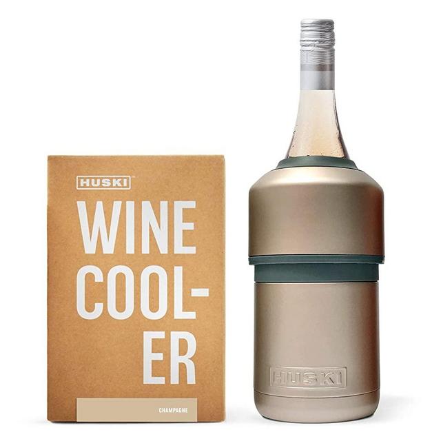 Huski Wine Cooler | Premium Iceless Wine Chiller | Keeps Wine Cold up to 6 Hours | Award Winning Design | New Wine Accessory (Matte Champagne)