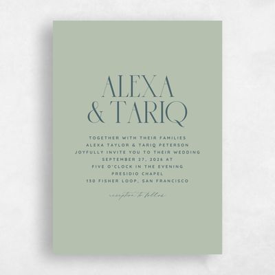 Laurel Green Wedding Invitation - Seibel Type