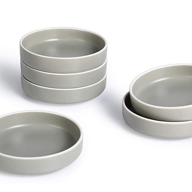 AnBnCn Dipping Sauce Dishes,Round Soy Sauce Dipping Bowls, Dipping Bowls, Porcelain Palette - 6 Packs, Light Grey, 3 oz