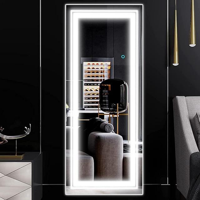EDTEMI 47"x22" LED Full Length Mirror Wall Mounted, Bathroom Mirror,Light up Frameless Wall Mounted Mirror, Dimming & 3 Color Modes Full Body Mirror, Hanging Mirror for Bedroom Living Room, White
