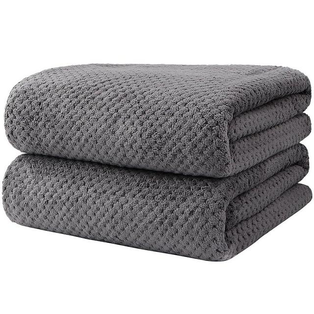 HOMEXCEL Bath Towel Set Pack of 2, Microfiber Ultra Soft Highly Absorbent Bath Towel, Lightweight and Quick Drying Towels for Body, Sport, Yoga, SPA, Fitness, Grey