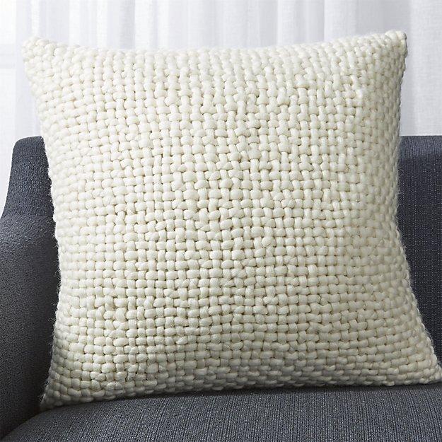 Cozy Weave Ivory Pillow with Down-Alternative Insert 23"