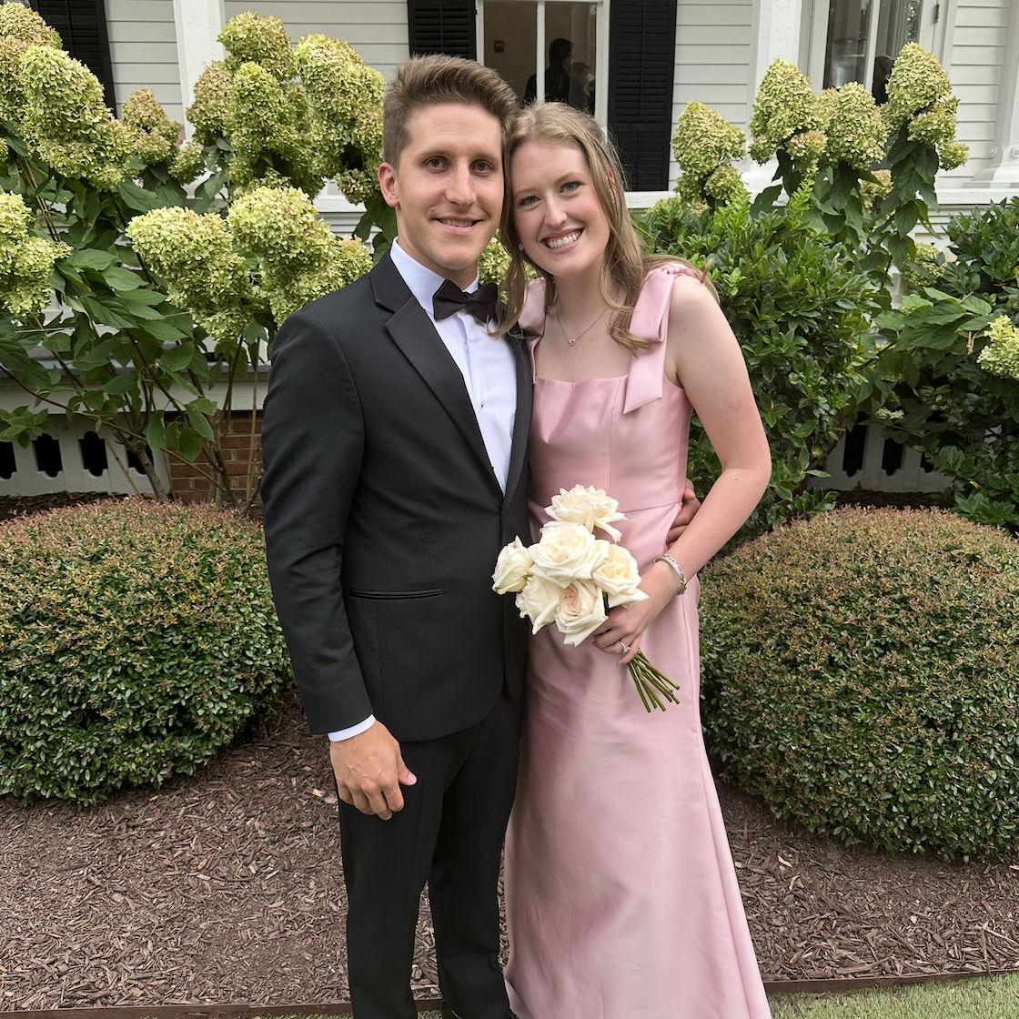 At our best friends' wedding. Andrew was the best man and Maddi was a bridesmaid. One of the best days ever!