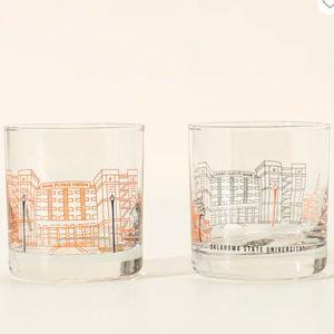 College Cityscape Rocks Glasses - Oklahoma State University - Set of 2