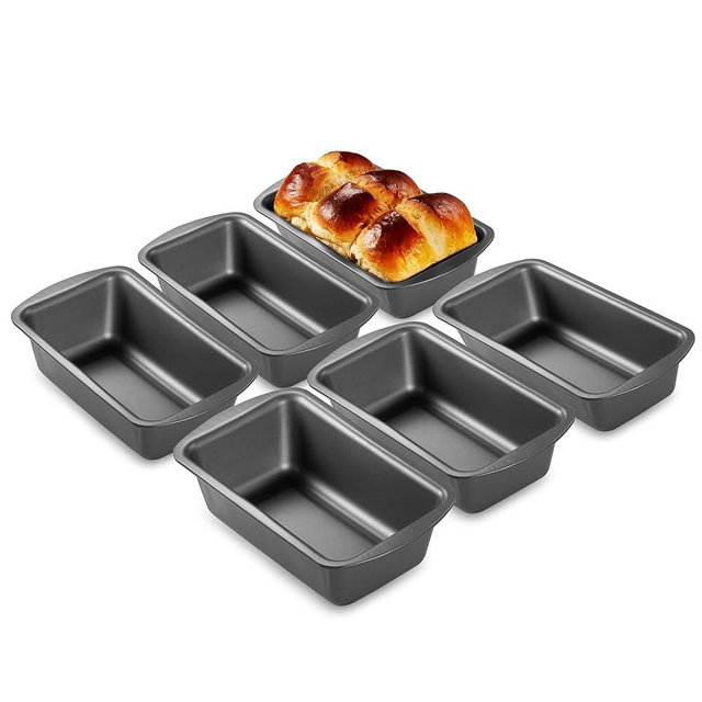 HONGBAKE 6 Pack Bread Pan 1 Lb, 8.5 x 4.5 Inch Loaf Pans for Baking Bread, Nonstick Meatloaf Pan with Wide Grips, Banana Bread Tin for Homemade Bread, Grey