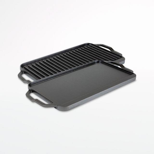 Chef Collection Seasoned Cast Iron Double Burner Reversible Grill/Griddle