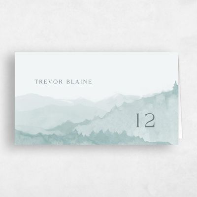 Blue Sage Wedding Place Card - Denver