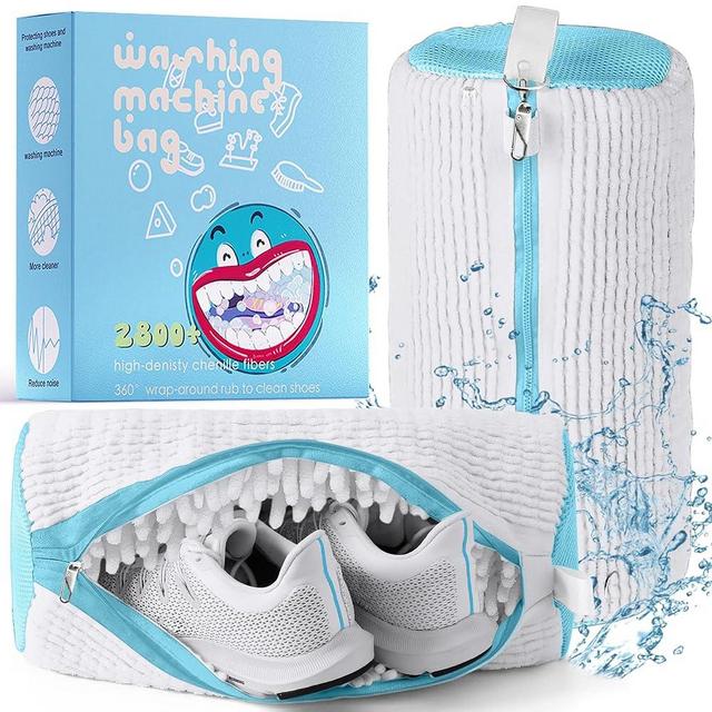 Shoe Washing Machine Bag, Laundry Shoe Bag for Washer and Dryer, Laundry Shoe Bag Protect Sneaker, Running Shoes, Bras, Delicates and Toys, XXL Includes 2 Shoes (White 2 Pack)