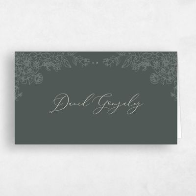 Green Floral Wedding Place Card - Sawyer