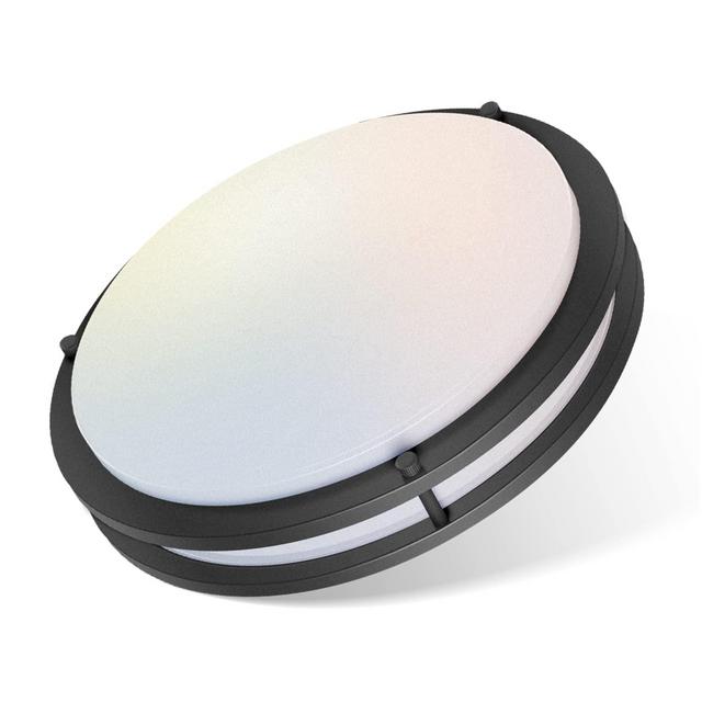 LED Flush Mount Ceiling Light, Hisoo 13 inch Ceiling Light Fixture 30W [375W Equiv] 3000Lm, 3000K/4000K/5000K Dimmable Black Ceiling Light for Hallway, Bedroom, Bathroom, Kitchen, ETL Listed