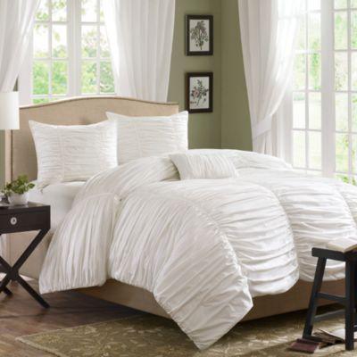 Madison Park Delancey 4-Piece Queen Comforter Set in White