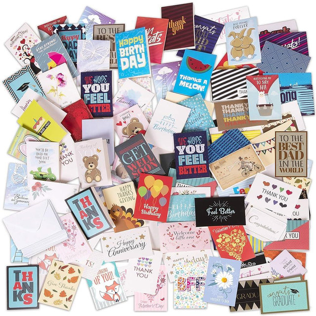 All Occasion Cards Assortment Box; 108 Blank Cards & Envelopes, Thank You Cards, Sympathy Cards, Birthday Card and Others