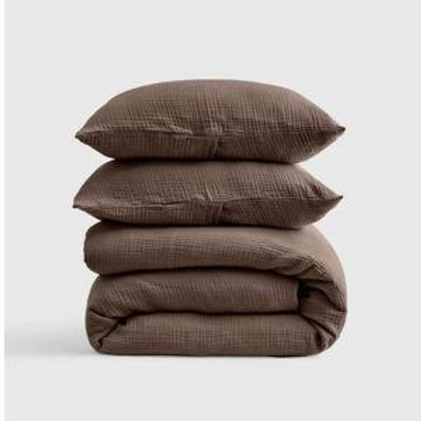Organic Airy Gauze Duvet Cover Set | Quince in Chocolate