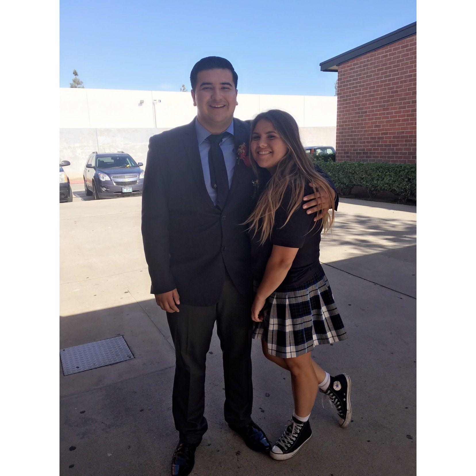 David's first game day of senior year. He didn't give Lauren his rose though .... lol