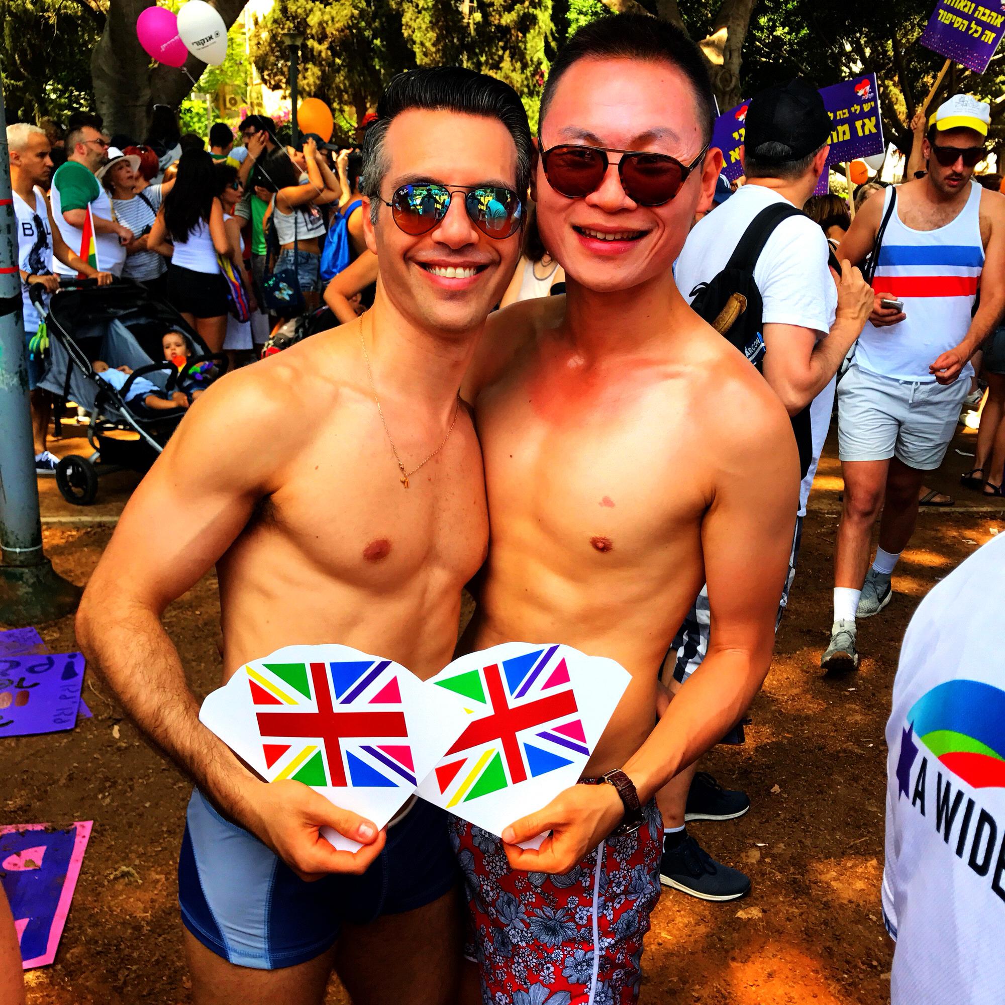 Our first time marching at a pride parade! So much attention was given to us as an interracial couple. Israel. June 2017.