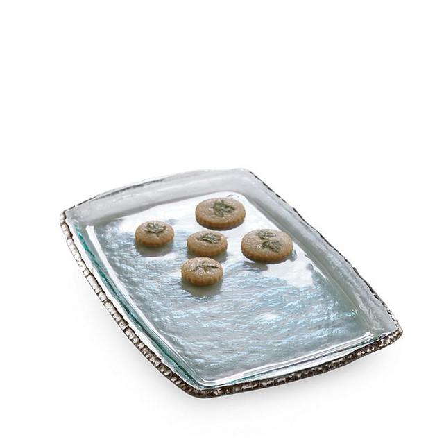 Annieglass Martini Tray (COLOR: Clear Glass / Platinum Trim)