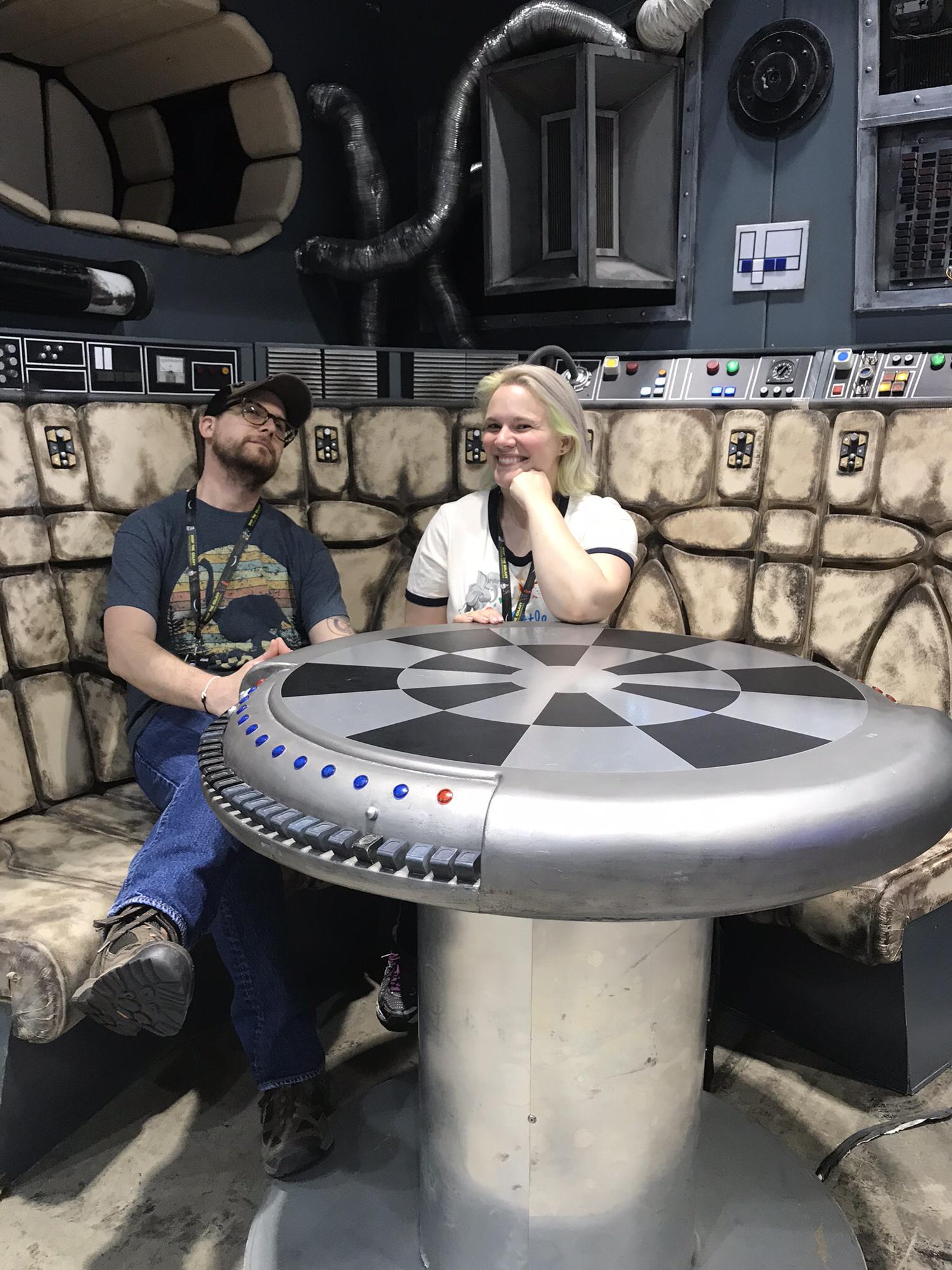 We are Star Wars nerds. This is us hanging on the Millennium Falcon at Star Wars Celebration in Chicago.
