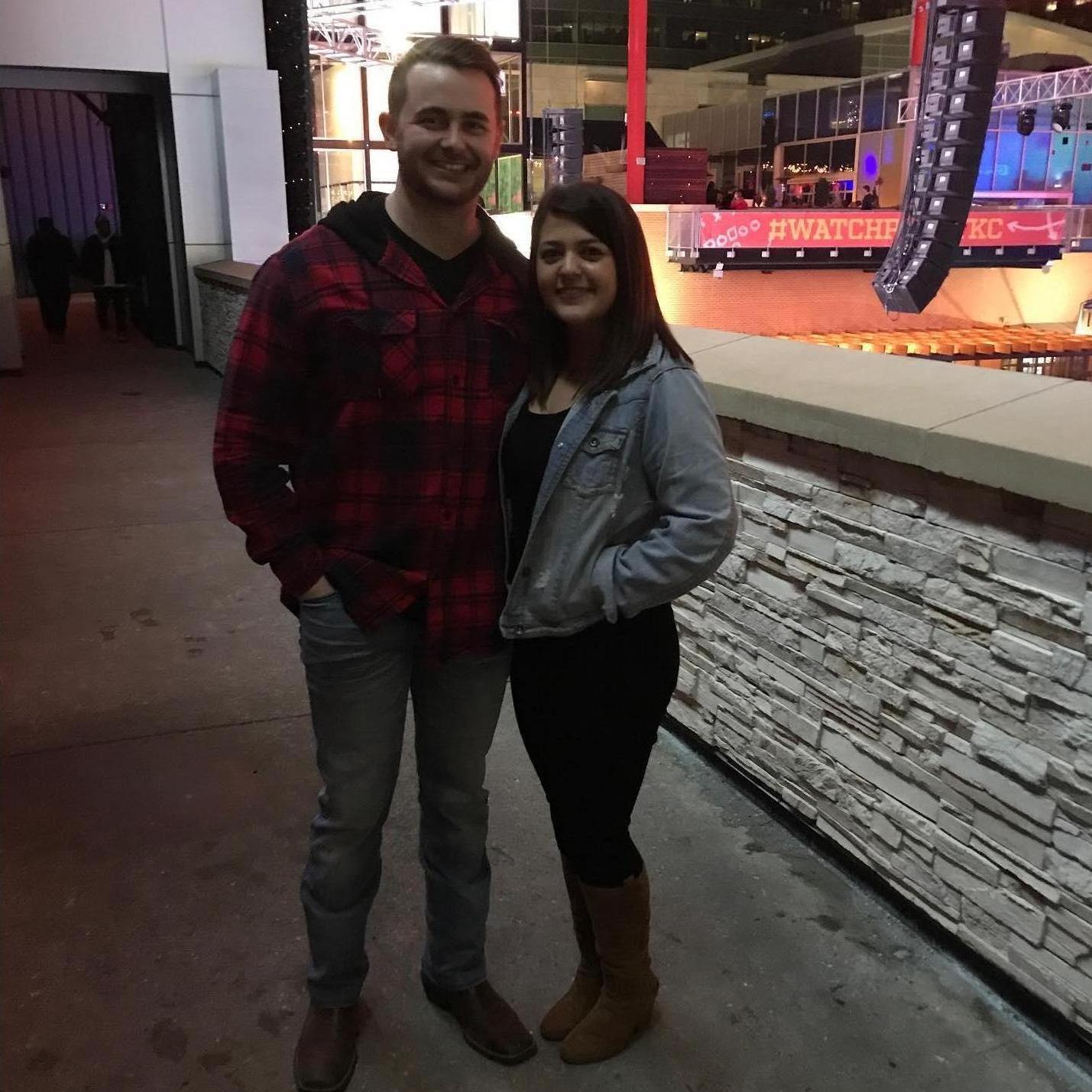 This is our first picture together. We were celebrating a Chiefs win!!