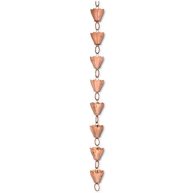Good Directions 13-Cup Tulip Rain Chain in Copper