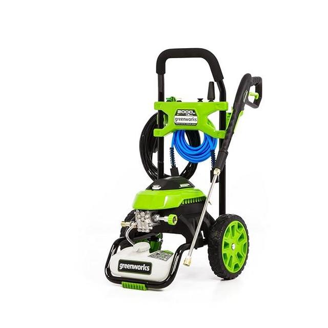 Greenworks 2000 PSI Electric Pressure Washer for Home & Outdoor Cleaning, 1.2 GPM Cold Water Power Washer with Push-Button Start, Multiple Spray Nozzles, CSA Certified