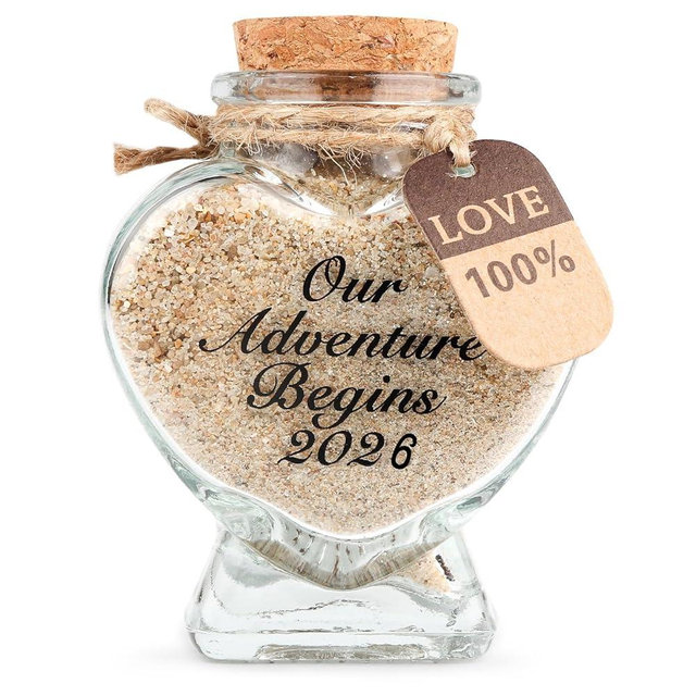 Honeymoon Sand Keepsake Jar - Our Adventure Begins 2026, Wedding Registry Must Haves,Bridal Shower Gifts for Bride, Wedding Gifts for Couples 2026. (Our Adventure Begins)