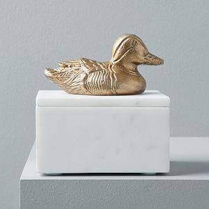 Duck Decorative Box, Polished Brass