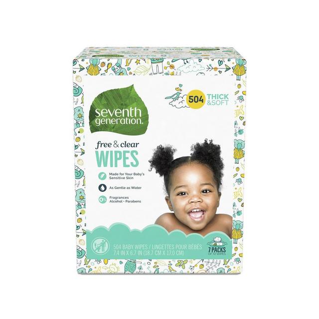 Seventh Generation Sensitive Baby Wipes with Flip-Top Dispenser Free & Clear - 504ct