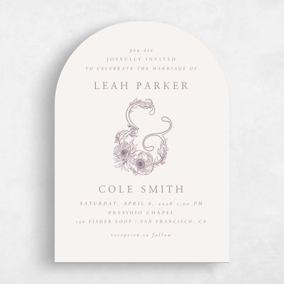 Purple Arch Wedding Invitation - Fiora Portrait