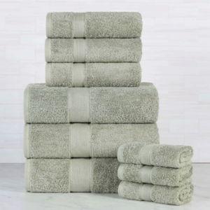 Sage Green- Oregon Organic Cotton Medium Weight Solid 9-Piece Towel Set