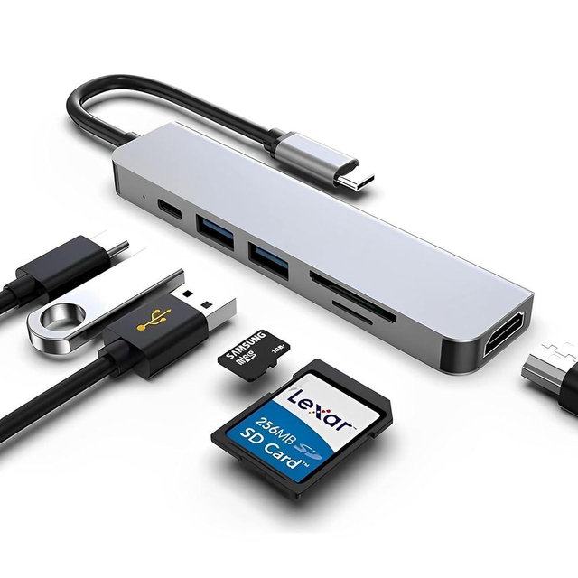USB C Docking Station, HDMI to USB C Adapter for Monitor, USB-C Hub HDMI Dongle for Laptop, Micro SD Card Reader USB C Dock for Chromebook, USB C to USB Adapter Multiport for MacBook pro