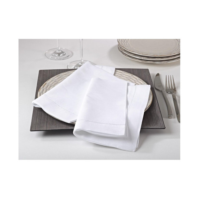 Hemstitched Dinner Napkins White (Set of 4)