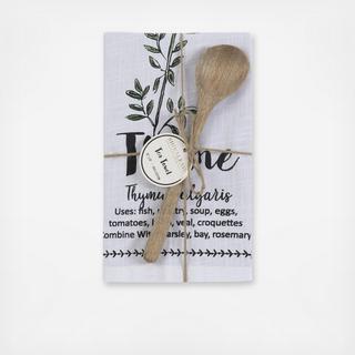 Thyme Tea Towel With Spoon Gift Set