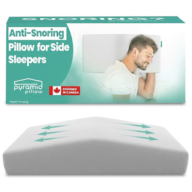Pyramid Pillow - The Original Anti Snoring Pillow for Side Sleepers - Snoring Solution and Remedy - Inclined Memory Foam Pillow for Airway Support, Anti Snore Pillow with Removable Washable Cover