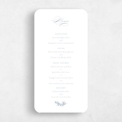 Blue Rounded Wedding Menu - Vienna
