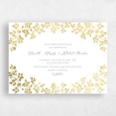 White Wedding Invitation - Edera Landscape Foil