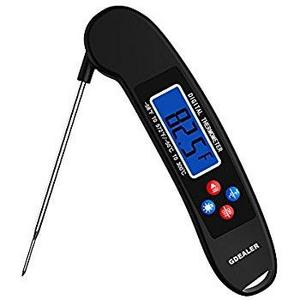 GDEALER Waterproof Meat Thermometer Digital Super Fast Instant Read Thermometer BBQ Thermometer with Calibration and Backlit Function Cooking Thermometer for Food, Candy, Milk, Tea, BBQ Grill Smokers
