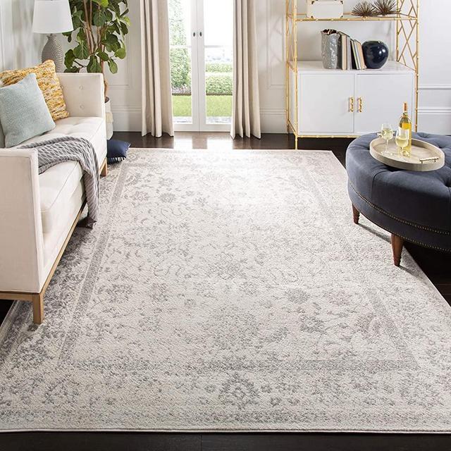 Safavieh Adirondack Collection ADR109C Ivory/Silver Vintage Oriental Distressed Area Rug 8' x 10'