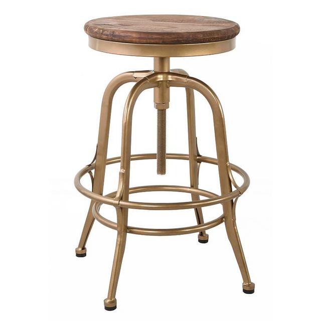 Leary Reclaimed Wood Swivel Counter Stool, Brass