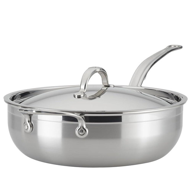Hestan ProBond - Professional Clad Stainless Steel All-In-One Pan, 5 Quart, with Helper Handle, Induction Compatible