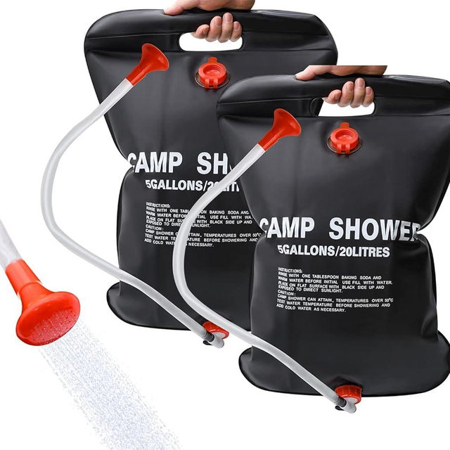 DkOvn Solar Shower Bag, 1/2/4 Pack 5 Gallons/20L Camping Shower Bag, Portable Shower Bag with Removable Hose and On-Off Switchable Shower Head for Camping Beach Swimming Outdoor Traveling