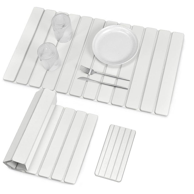2 PCS Extra Large Stone Dish Drying Mat for Kitchen Counter, Foldable Quick Drying Dish Mats, Super Absorbent Drying Pad, Kitchen Counter Mats for Dishes, Bottles, Cups(White 28"×16" & 8"x4")