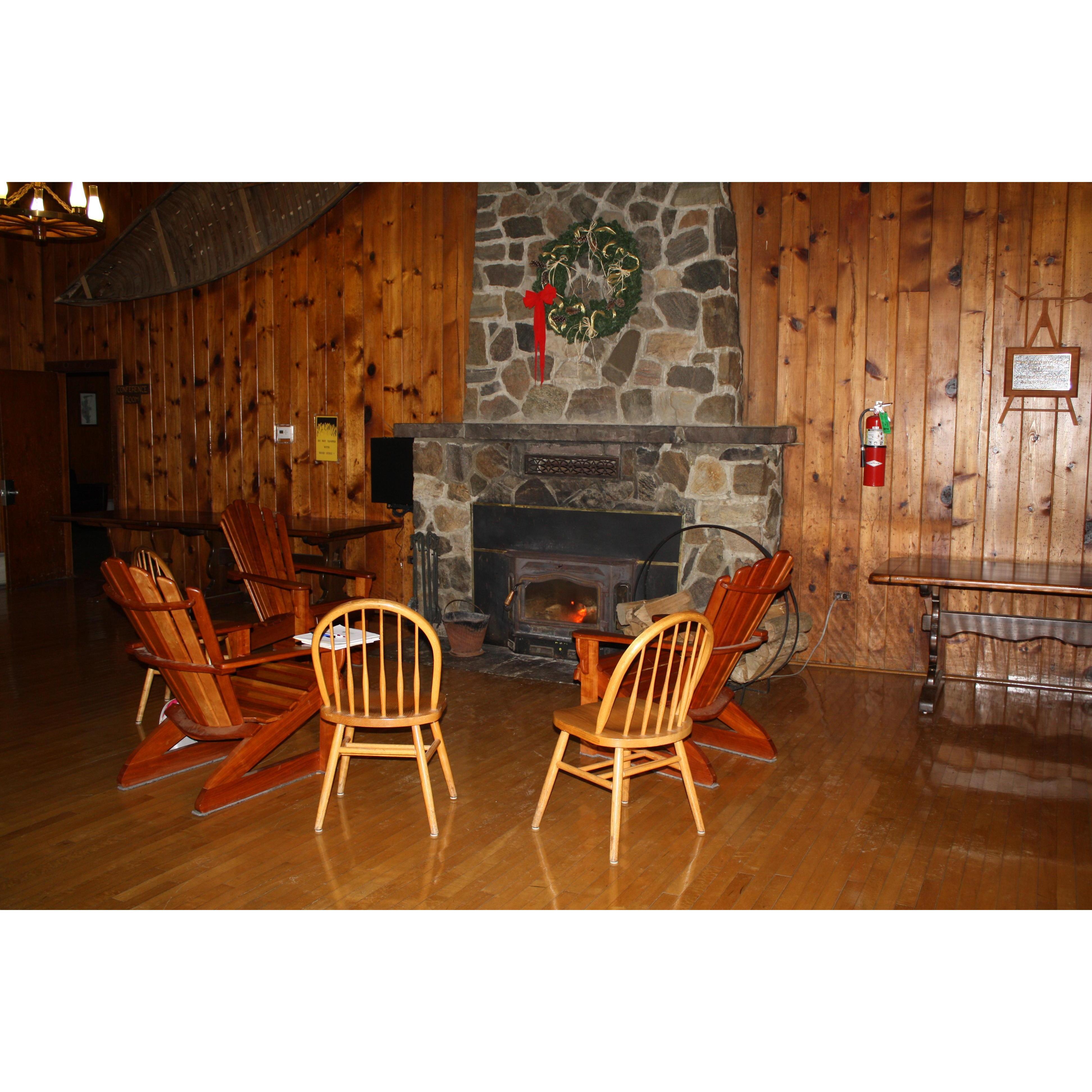 One of two fire places at the lodge