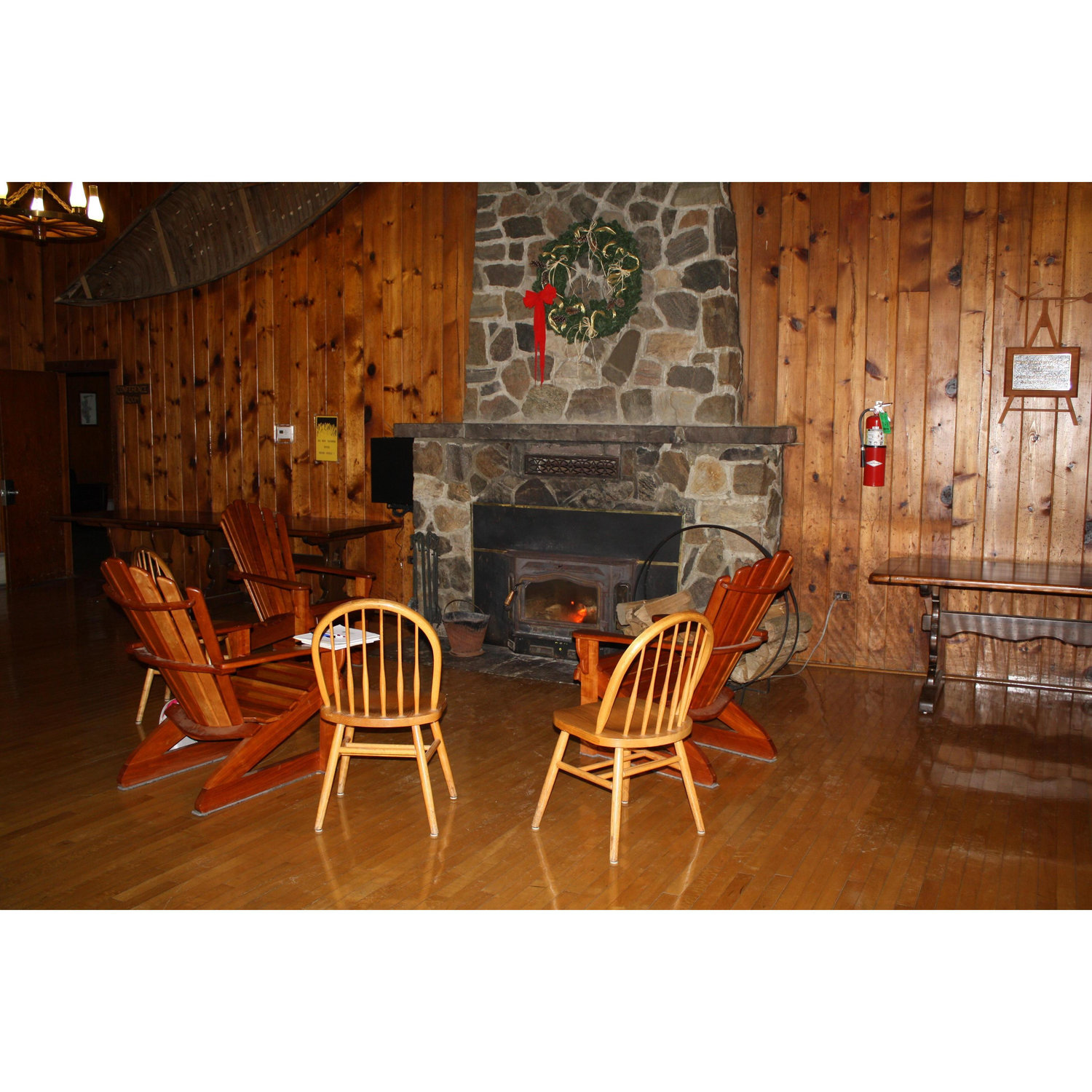 One of two fire places at the lodge