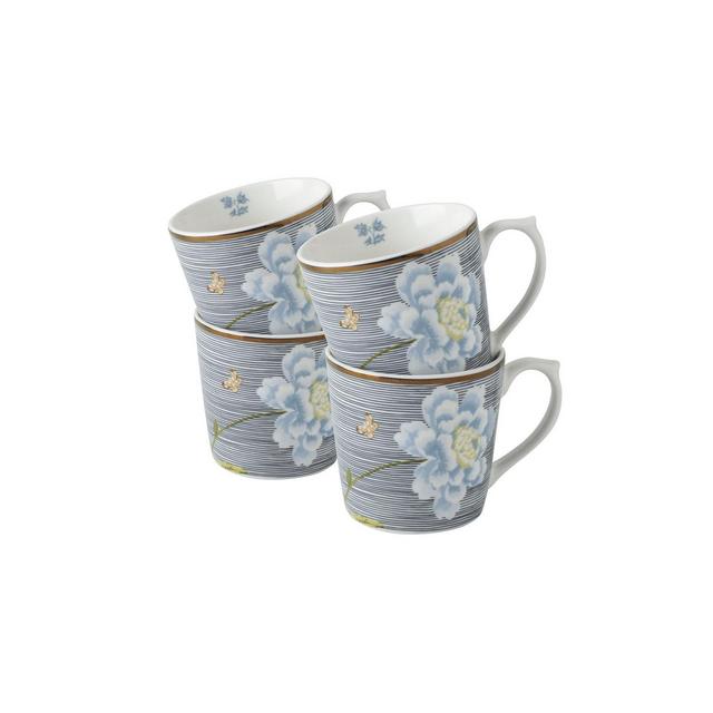 Laura Ashley Heritage Collectables 10 Oz Midnight Pinstripe Mugs in Gift Box, Set of 4