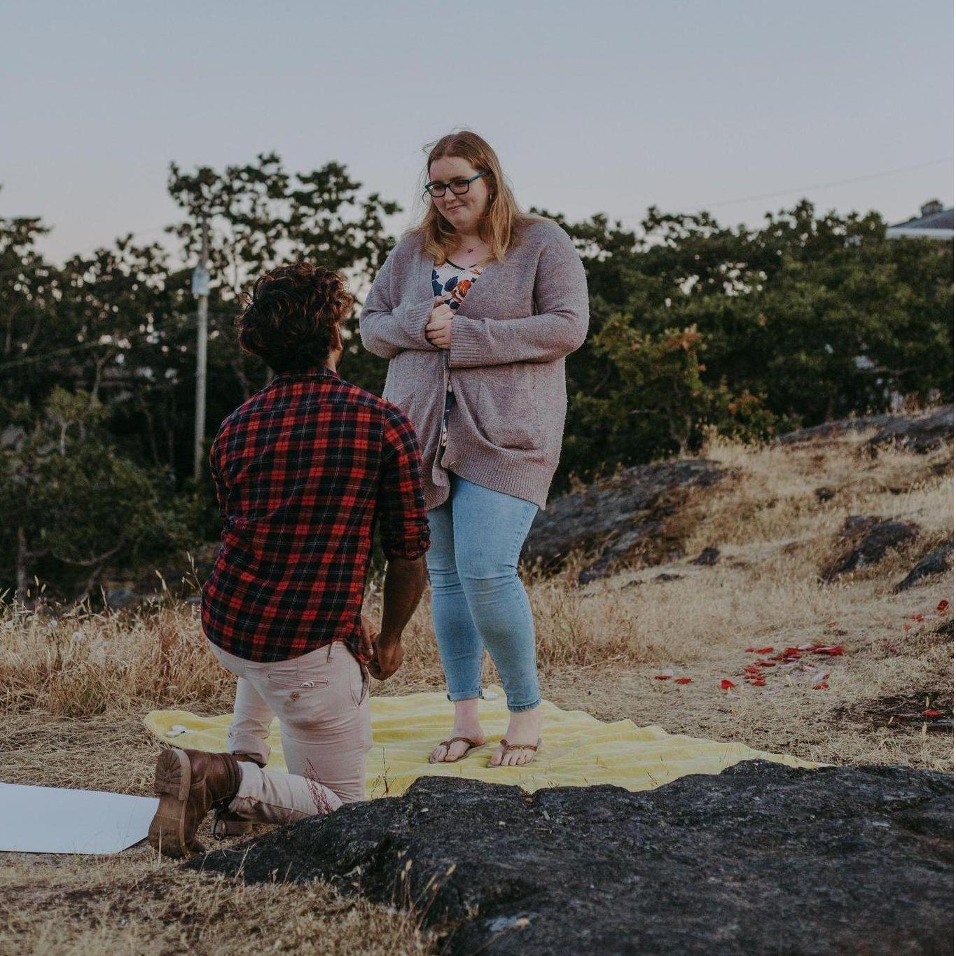 Then two weeks later we got engaged at the same place we had our first date surrounded by our closest friends!