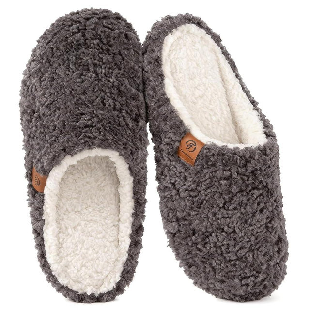 EverFoams Women's Fuzzy Slip-on Slippers Soft Comfy Memory Foam Indoor House Shoes