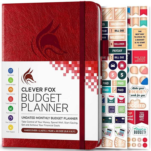Clever Fox Budget Planner - Undated - Expense Tracker Notebook. Monthly Budgeting Journal, Finance Planner & Accounts Book to Take Control of Your Money. Start Anytime. A5 Size Wine Red Hardcover