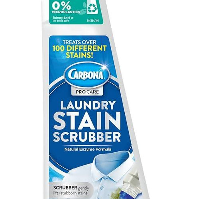 Carbona Laundry Stain Scrubber | Bio-Enzyme Stain Remover | Eliminates Fat, Oil, Blood, Milk, Fruit, Ketchup, Vegetables & Baby Food Stains | Save On Skin & Washable Fabrics | 1 Pack, 8.4 Fl Oz