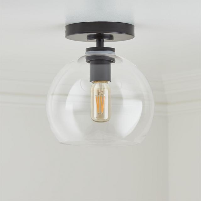 Arren Black Flush Mount Light with Clear Round Shade
